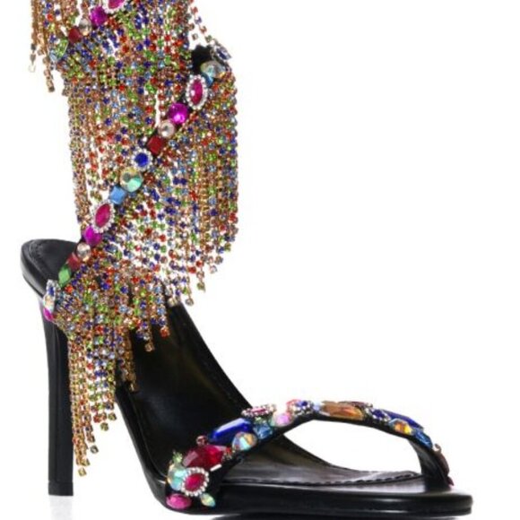 AZALEA WANG " CASCADED GEMS " EMBELLISHED SANDAL IN MULTI (BRAND NEW!!!!!!!!!!!! - Picture 2 of 7